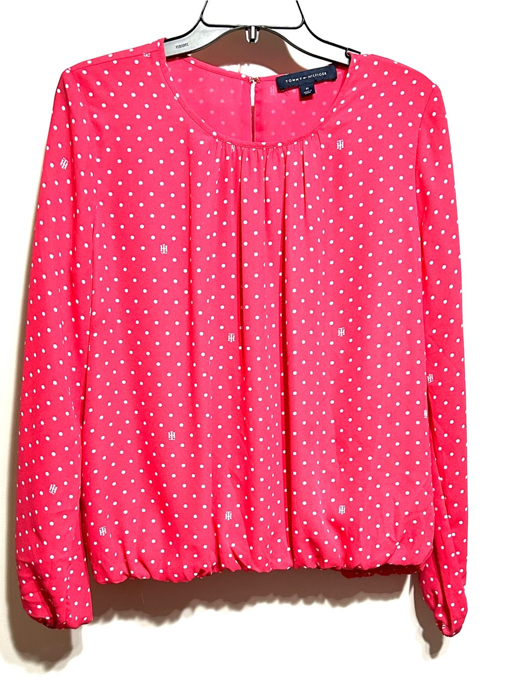 Tommy Hilfiger Hot Pink Polka Dot Long-Sleeve Top